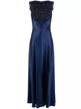 Alberta Ferretti шелковое платье макси, синий