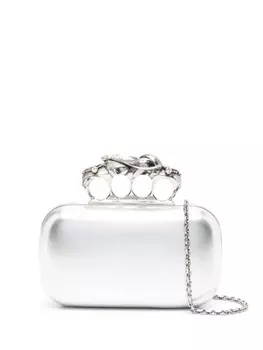 Alexander McQueen клатч Snake Knuckle, серебристый