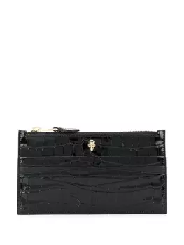 Alexander McQueen плоский кошелек с тиснением под кожу крокодила, черный
