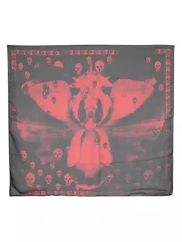 Alexander McQueen шелковый платок Orchid Classic с принтом Skull, черный