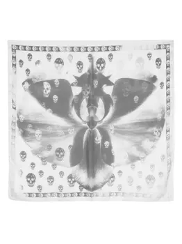 Alexander McQueen шелковый платок Orchid Classic с принтом Skull, черный