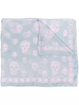 Alexander McQueen шелковый платок с принтом Skull, серый