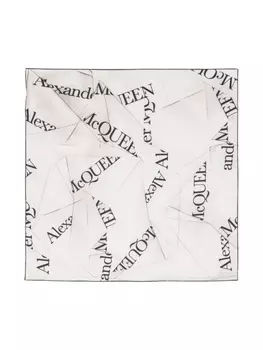 Alexander McQueen шелковый платок с жаккардовым логотипом, белый