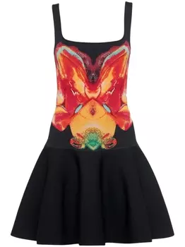 Alexander McQueen жаккардовое платье мини Solarised Orchid, черный