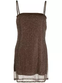 Alexander Wang декорированное платье мини, коричневый