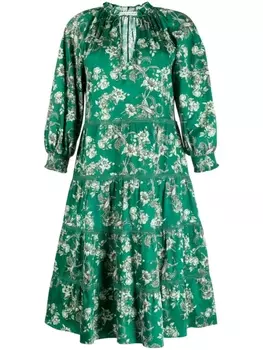 alice + olivia ярусное платье миди Layla с цветочным принтом, зеленый