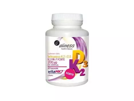 Aliness, Витамины K2 и D3 Форте, 60 капсул