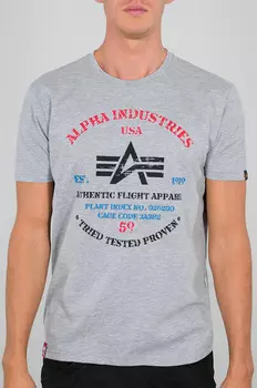 Alpha Industries Authentic Print Футболка, серый