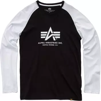 Лонгслив Alpha Industries Basic с длинными рукавами, черно-белый
