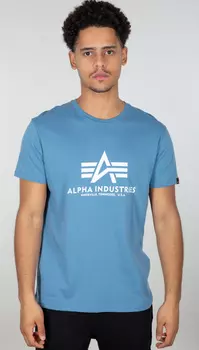 Alpha Industries Basic Футболка, светло-синий/белый