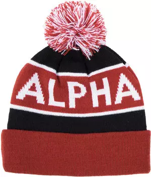 Alpha Industries Block Bobble Шапочка, черный/красный