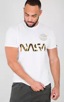 Футболка Alpha Industries NASA Reflective, белая