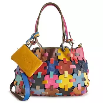 Ameri Кожаная большая сумка Colby и мешочек для монет Ameri Leather, цвет Rainbow