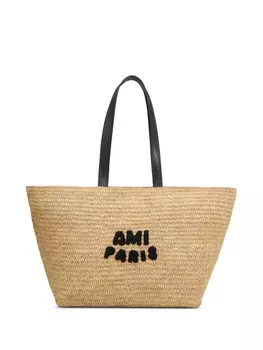 AMI Paris сумка-тоут из рафии, нейтральный