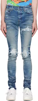 AMIRI Джинсы цвета индиго с потертостями