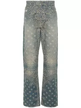 AMIRI прямые джинсы с жаккардовым узором, синий