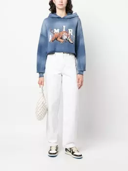 AMIRI укороченное худи с логотипом, синий