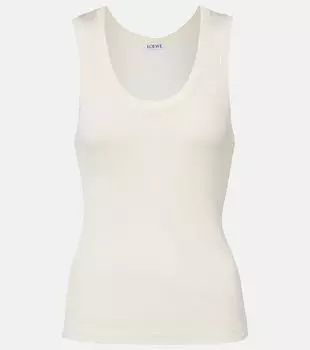 Анаграмма ребристый шелковый топ Loewe, Soft White