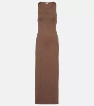 Анаграмма шерстяное макси-платье Loewe, Chocolate Brown