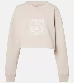 Анаграмма укороченный хлопковый джерси свитшот Loewe, Dark Beige