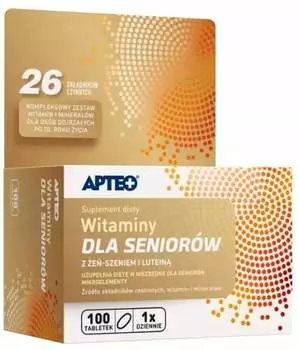 Apteo, Витамины с цинком и магнием для пожилых людей, 100 таблеток.