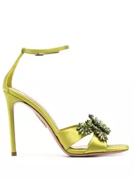 Aquazzura атласные босоножки Margarita 110, зеленый
