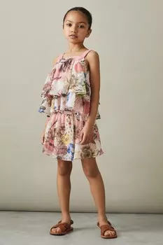 Арина с цветочным принтом и юбкой с шортами Reiss, розовый