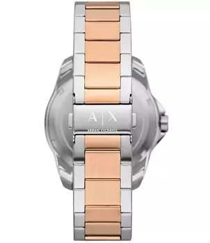 Armani Exchange Мужские часы Spencer с тремя стрелками и датой, двухцветный браслет из нержавеющей стали, серебро