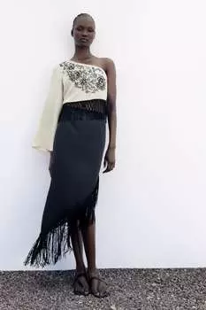 Асимметричная блузка с окрашиной ZARA, экру