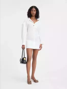 Асимметричное платье-рубашка мини Jacquemus, белый