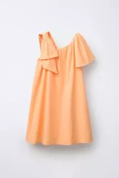 Асимметричное платье с бантом ZARA, цвет Mustard Yellow