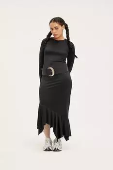Асимметричное платье с длинными рукавами Monki, черный