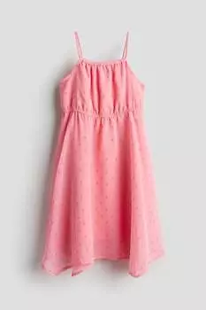 Асимметричное шифоновое платье H&M, розовый