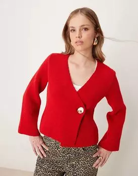 Асимметричный кардиган красного цвета River Island