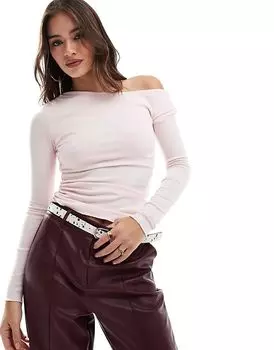 Асимметричный топ Marlow с длинными рукавами розового цвета Cotton:On
