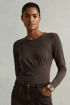 Асимметричный топ с рюшами от Ana Marled Reiss, коричневый