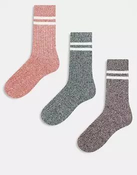 ASOS DESIGN 3 пары носков из крученой пряжи разных цветов