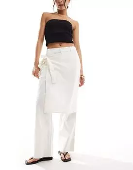 ASOS DESIGN — Белые льняные шорты с запахом