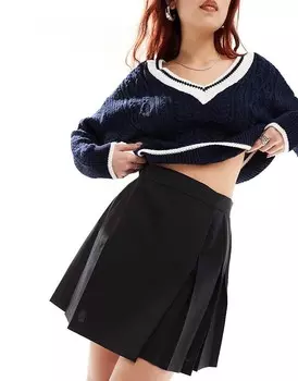 ASOS DESIGN – Черная мини-юбка со складками
