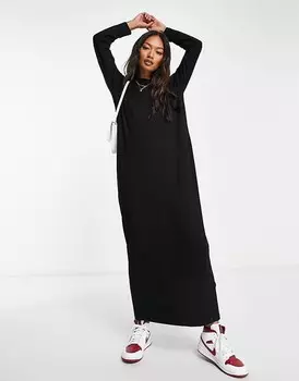 ASOS DESIGN – Черное платье-рубашка макси с длинными рукавами