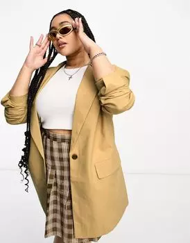 ASOS DESIGN Curve – светлая бежевая куртка удлиненного кроя