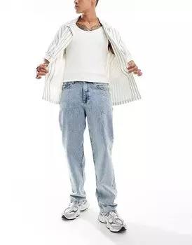 ASOS DESIGN – Голубые стираные мешковатые джинсы