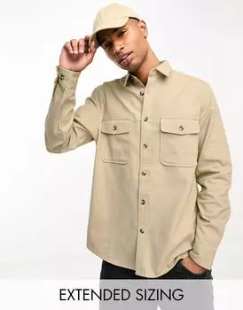 ASOS DESIGN – хлопковая куртка-рубашка каменно-бежевого цвета