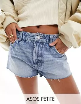 ASOS DESIGN Petite – синие джинсовые шорты свободного кроя
