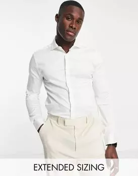 ASOS DESIGN Premium – белая атласная рубашка приталенного кроя с небольшим воротником