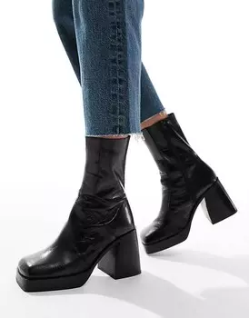 ASOS DESIGN – Rover – Черные кожаные ботинки на каблуке