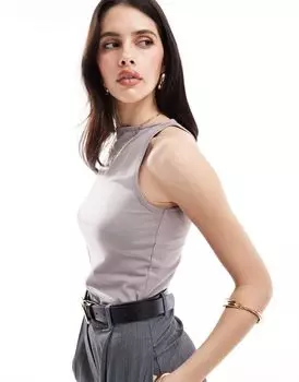 ASOS DESIGN – серая футболка с высоким воротником