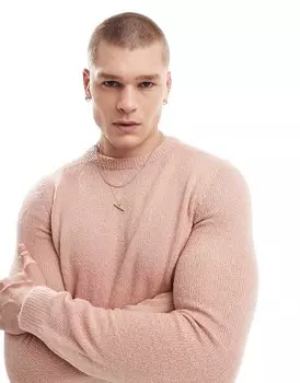 ASOS DESIGN – Светло-розовый вязаный свитер с начесом