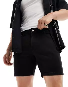 ASOS DESIGN – узкие джинсовые шорты средней длины черного цвета