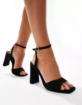 ASOS DESIGN Wide Fit – Noah – Черные минималистичные босоножки на блочном каблуке